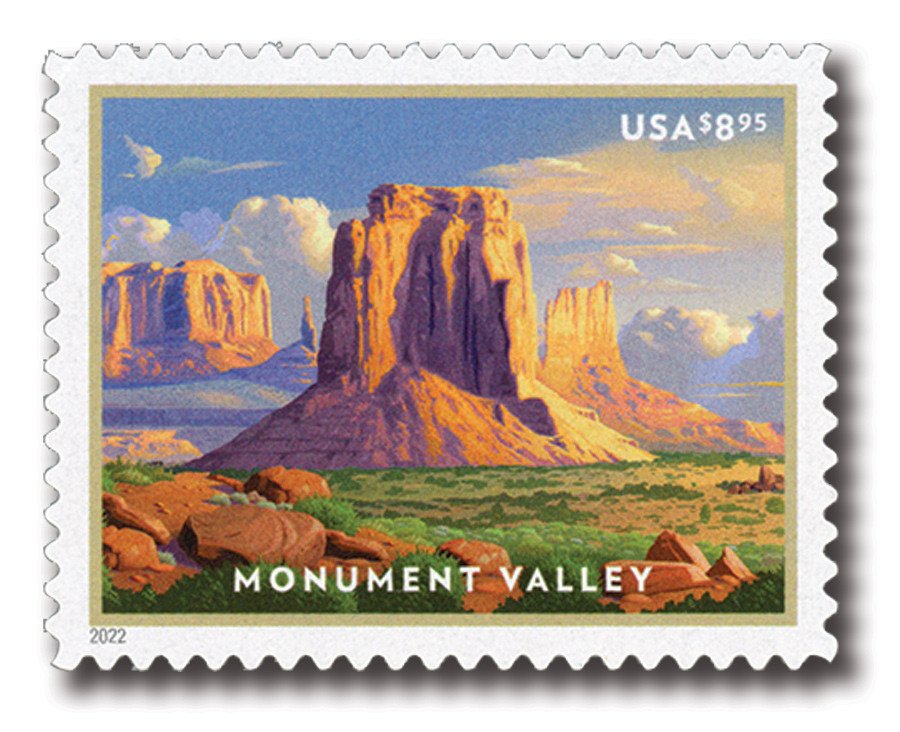 2022-$895-monument-valley-usps-forever-stamps-authentic-postage-authstamps (1) 2022 $8.95 Monument valley-Priority Mail Express Stamps Sheet of 20 - Image 1