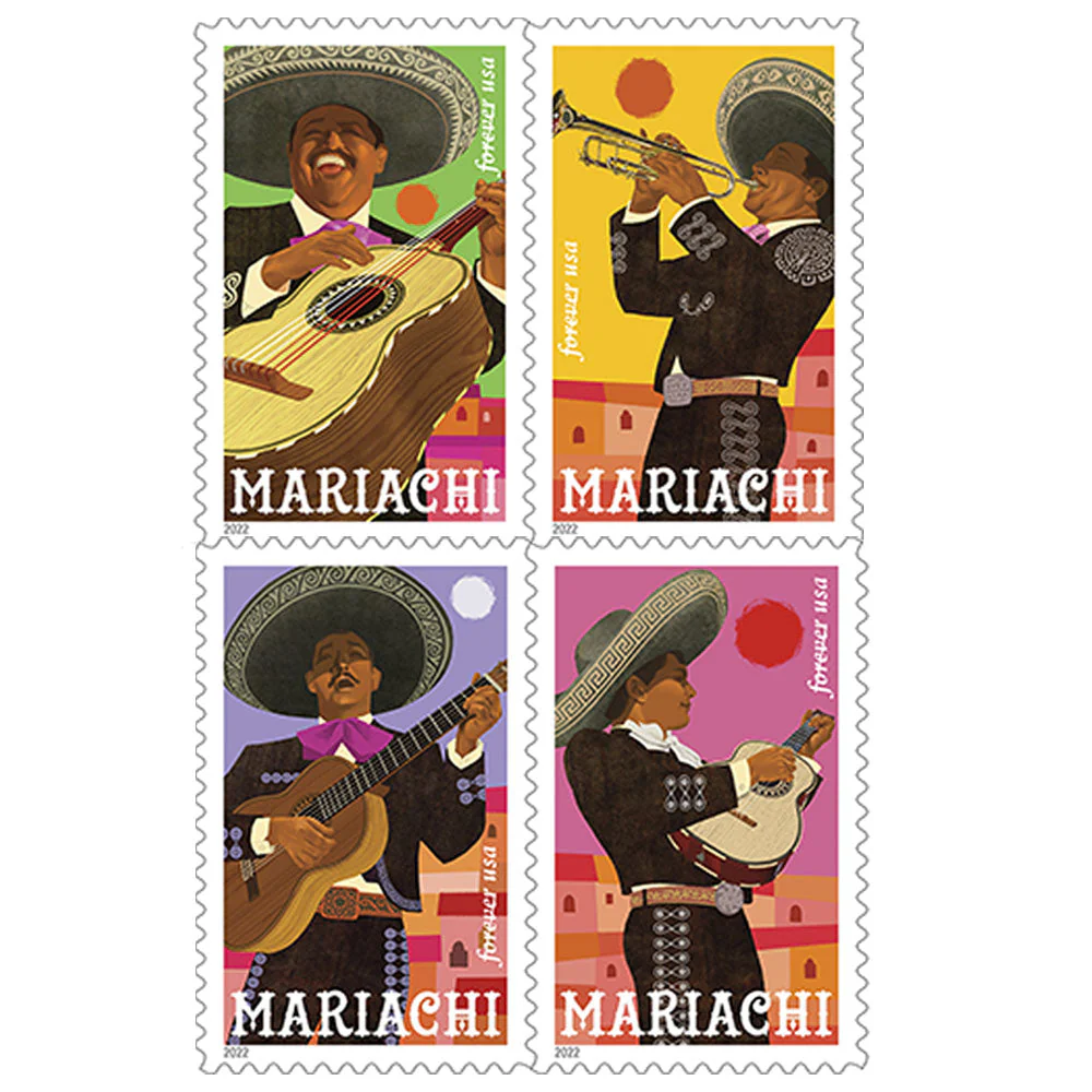 2022-mariachi-usps-forever-stamps-authentic-postage-authstamps (1) 2022 Mariachi-USPS Forever Stamps(Sheet) - Image 1